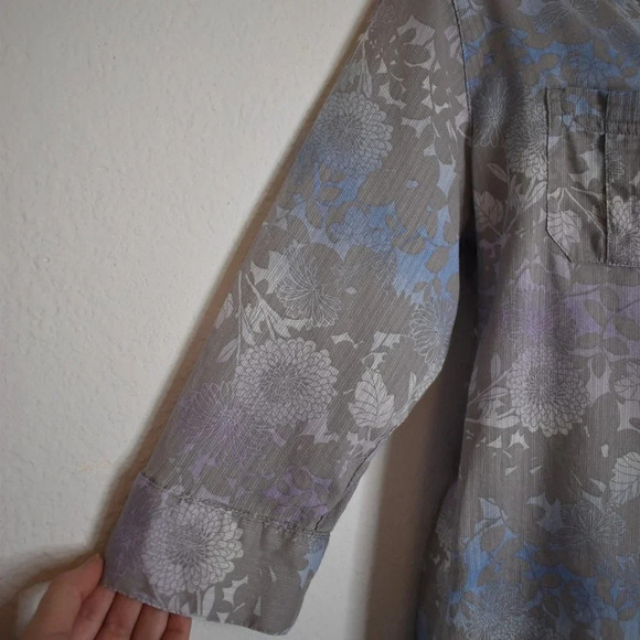 Woolrich Floral Shirt Sz S Button Down Roll Tab Sleeve 100% Cotton Boho Artsy - Picture 6 of 14